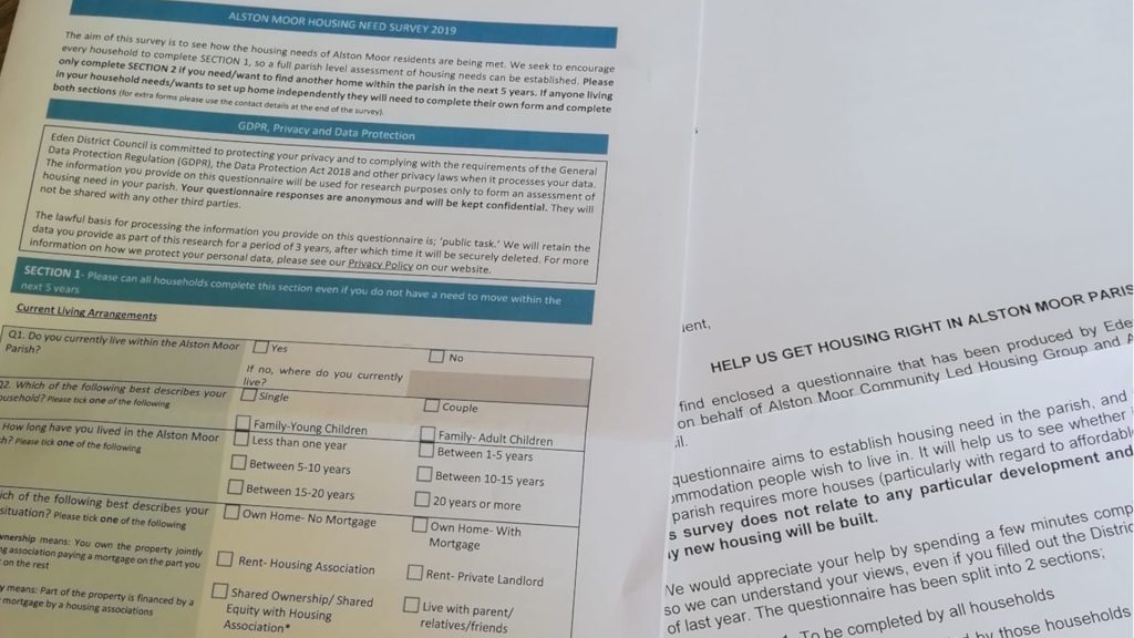 Housing needs survey for Alston Moor web