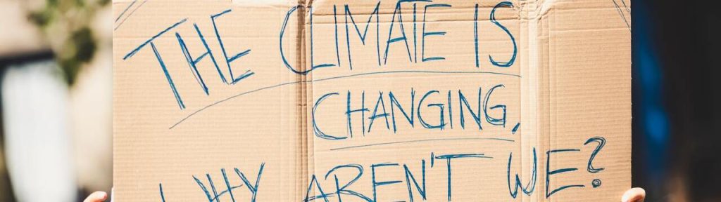 Climate protest banner